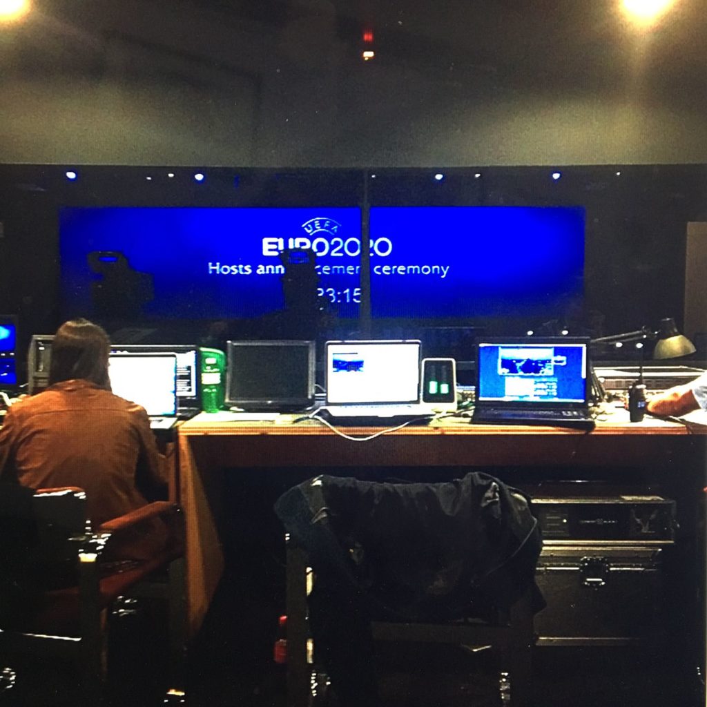 UEFA EURO 2020 venue exterior with event branding